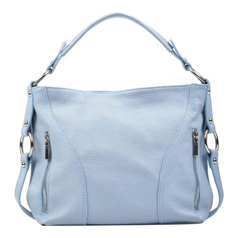 blue soft leather handbags.